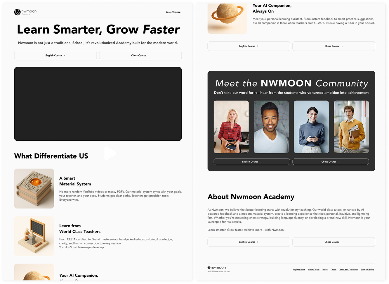 Newmoon, Landing page